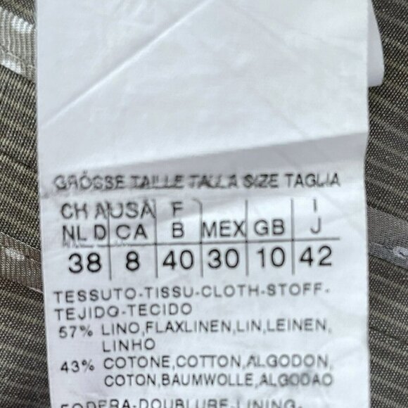 Weekend MaxMara Woman's Sz 8 Tan Flax Linen Cotton Blend Pin Stripe Blazer - Picture 5 of 8